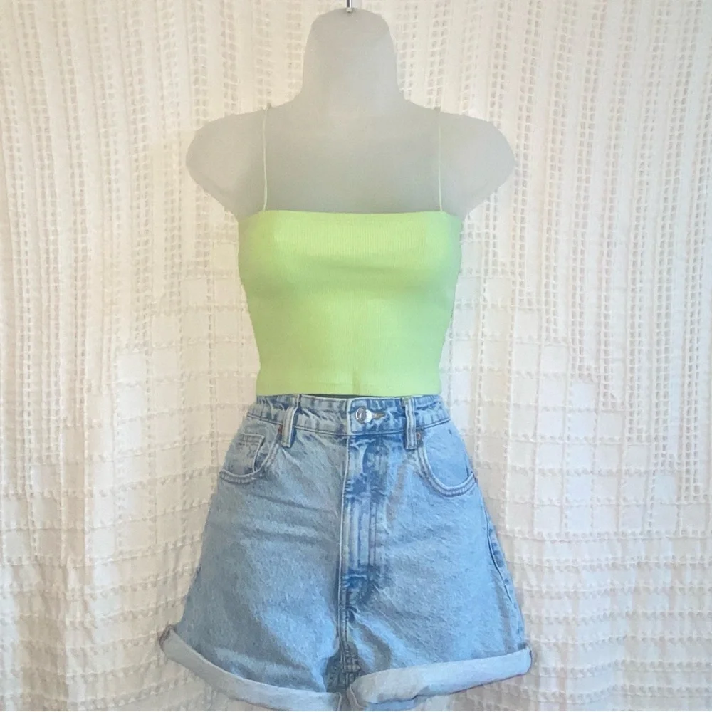 Zara Light Green Ribbed Top - Picture 1 of 5
